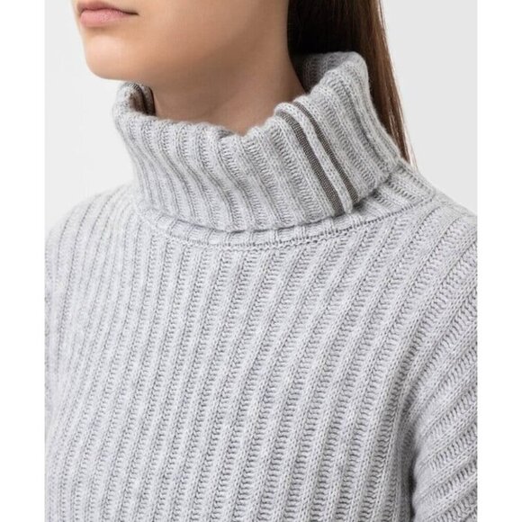 Brunello Cucinelli Women's Cashmere Sweater Monili Trim Size L - Picture 2 of 7